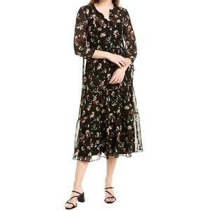 Beautiful black floral madewell dress size xxs